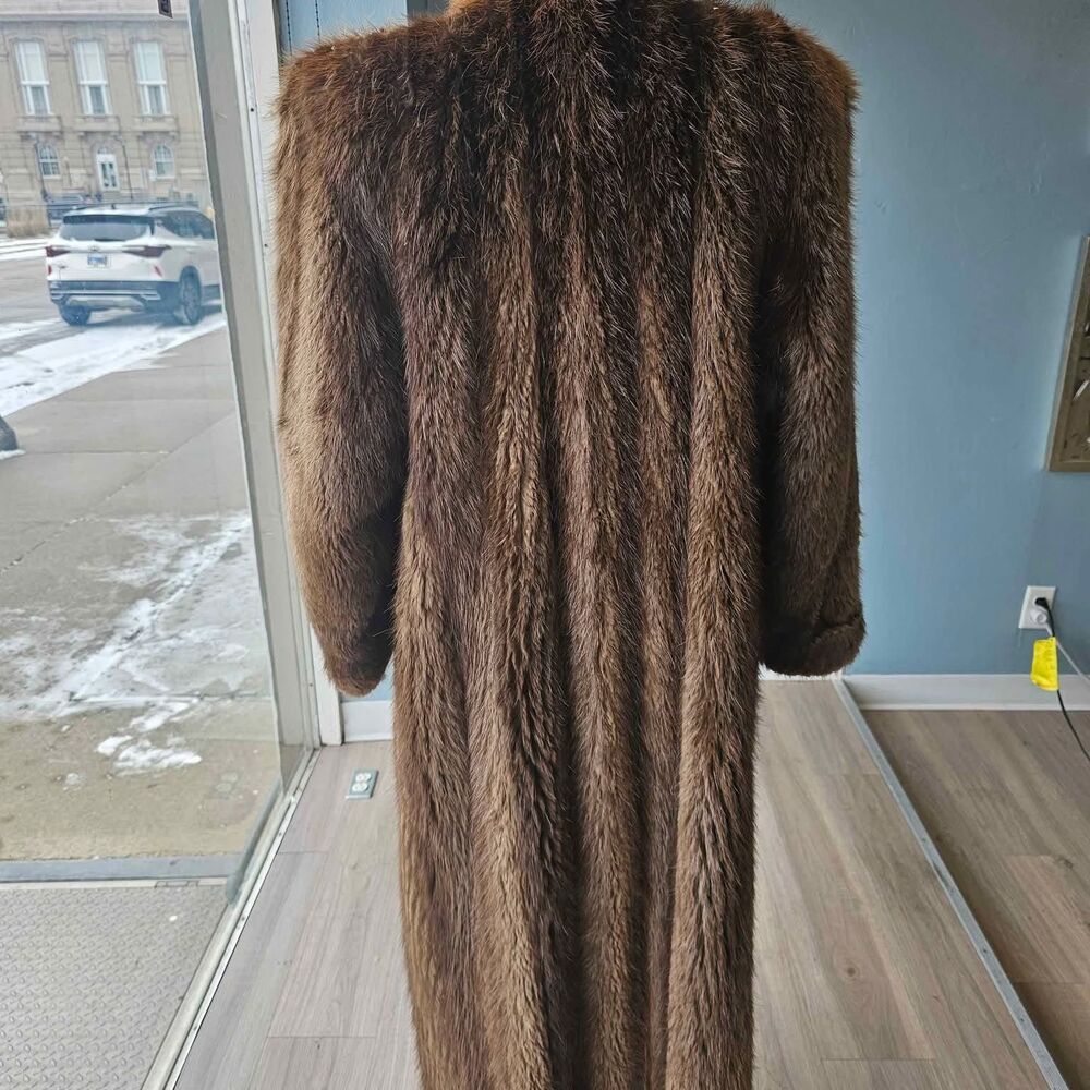 Evans Full Length Beaver Fur Coat M - Picture 5 of 10